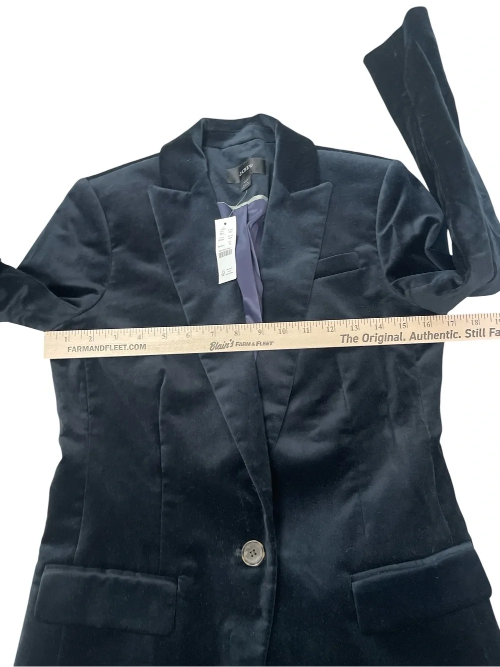Classic Preppy J.Crew Willa Women's Black Stretch Velvet Tailored Blazer Jacket